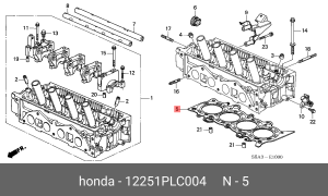 Прокладка головки блока цилиндров Honda 12251-PLC-004