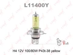 Лампа H4 LYNXauto L11400Y 12V 100/80W P43T-38 YELLOW