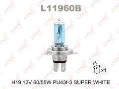 Лампа LYNXauto L11960 H19 12V60/55W PU43t-3 SUPER WHITE
