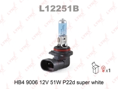 Лампа LYNXauto L12251B HB4 9006 12V 51W P22D SUPER WHITE