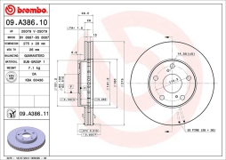 Диск тормозной UV Coated TOYOTA Camry Перед Brembo 09.A386.11