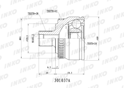 ШРУС внешний Volkswagen	 PASSAT 4WD 38/30 ABS 45 перед прав/лев INKO 301037A