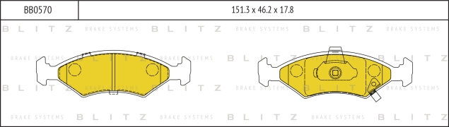 Колодки тормозные дисковые | перед прав/лев | Blitz BB0570