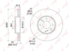 Диск тормозной LYNXauto BN1062 NISSAN ALMERA