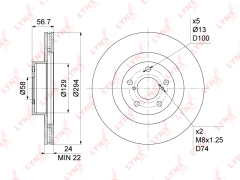 Диск тормозной LYNXauto BN-1128 Перед Лев/Прав SUBARU Impreza LEGACY OEM 26310AC040