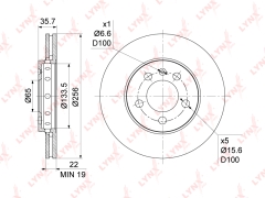 Диск тормозной LYNXauto BN-1199 Перед Лев/Прав SKODA Fabia Octavia Rapid OEM 6R0 615 301