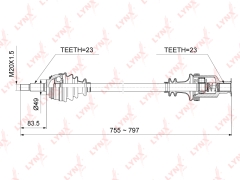 Привод LYNXauto CD-6706 Перед Прав Lada Largus (12-)/Renault Logan (07-) 1.4i/1.6i (23 шлица)