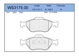 Колодки тормозные дисковые перед JEENICE WS3175.00 WS317500