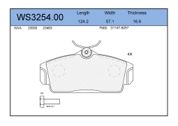 Колодки тормозные дисковые перед. JEENICE WS325400 Nissan Opel